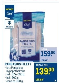 Pangasius filety mražený Metro Chef