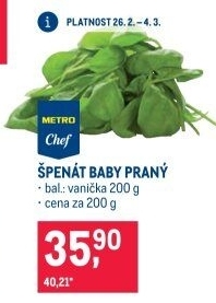 Špenát baby Metro Chef