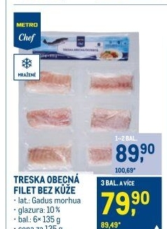 Treska obecná filety mražená Metro Chef
