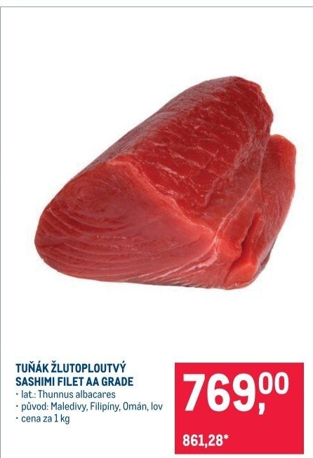Tuňák žlutoploutvý filet Sashimi