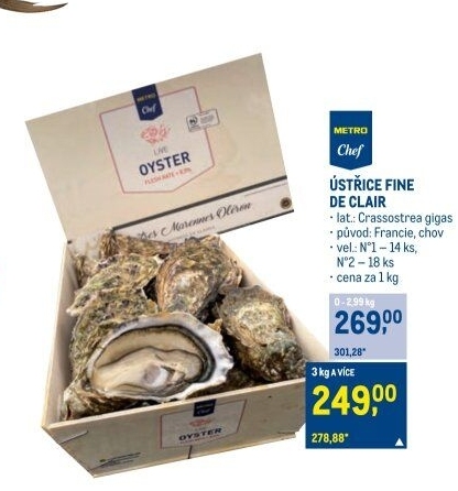 Ústřice velká Fine de Claire Metro Chef