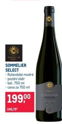 Víno Rulandské modré Sommelier Select - pozdní sběr