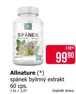 Doplněk stravy bylinný Spánek Allnature