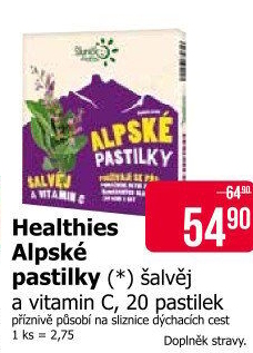 Doplněk stravy Pastilky alpské šalvěj a vitamin C Healthies