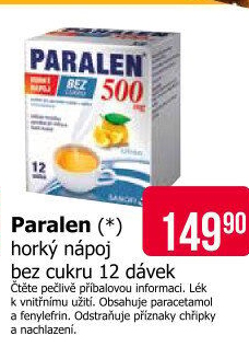 Horký nápoj bez cukru Paralen