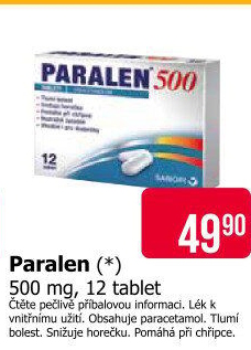 Tablety proti horečce a bolesti 500 Paralen