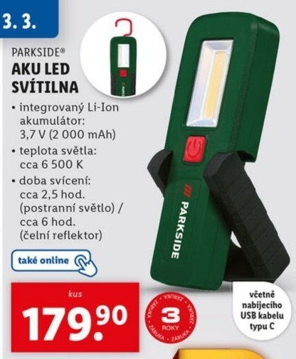 Aku LED svítidlo Parkside