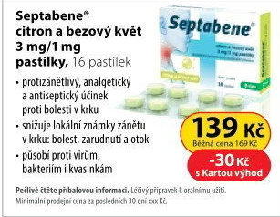 Pastilky proti bolesti v krku Septabene