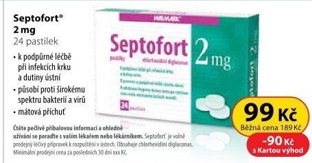 Pastilky proti bolesti v krku Septofort