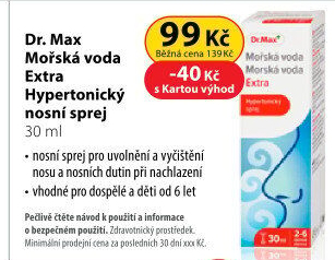 Sprej nosní hypertonický mořská voda Extra Dr.Max