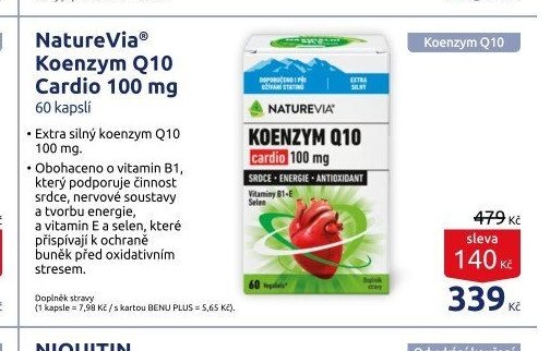 NatureVia Koenzym Q10 Cardio 100 mg 60 kapslí