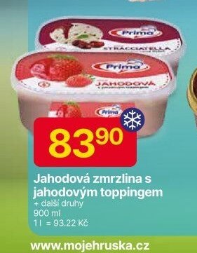 Jahodová zmrzlina s jahodovým toppingem