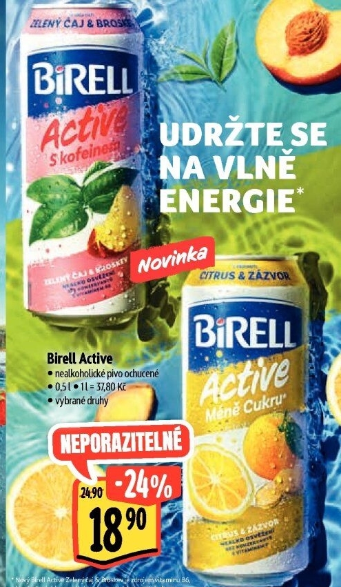 Nealkoholické pivo ochucené Active Birell