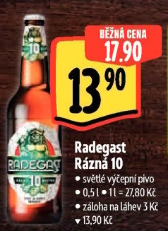 Pivo světlé výčepní Rázná 10° Radegast