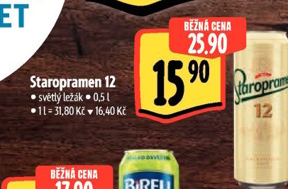 Pivo světlý ležák 12° Staropramen