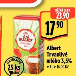 Mléko trvanlivé Albert - 3,5% plnotučné