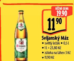 Pivo světlý ležák 11° Svijanský Máz Svijany
