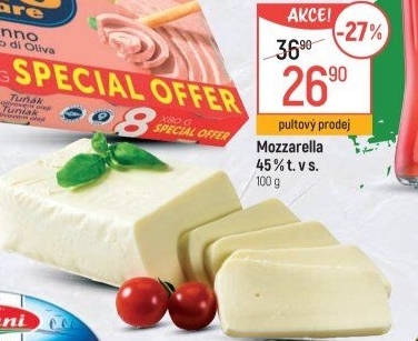 Sýr Mozzarella cihla 45%