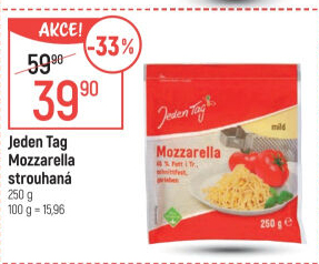 Sýr Mozzarella strouhaná Jeden Tag