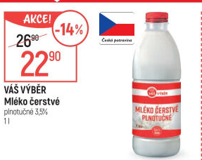 Mléko čerstvé Váš Výběr - 3,5% plnotučné