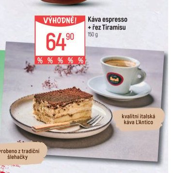 Káva espresso + řez Tiramisu