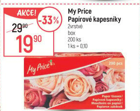 Papírové kapesníčky 2vrstvé My Price - box