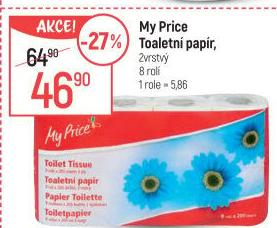 Toaletní papír 2vrstvý My Price