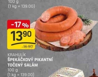 Salám špekáčkový pikantní točený Krahulík