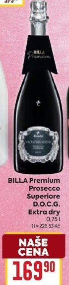 Prosecco Extra Dry Superiore DOCG Billa Premium