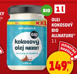 Kokosový olej bio Allnature