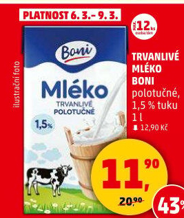 Mléko trvanlivé Boni - 1,5% polotučné