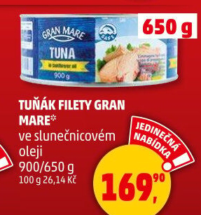 Tuňák filety v oleji Gran Mare