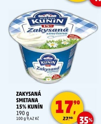 Zakysaná smetana Mlékárna Kunín 15%