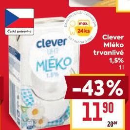 Mléko trvanlivé Clever - 1,5% polotučné