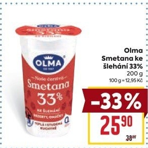 Smetana ke šlehání Olma 33%