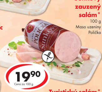 Salám šunkový zauzený Maso uzeniny Polička