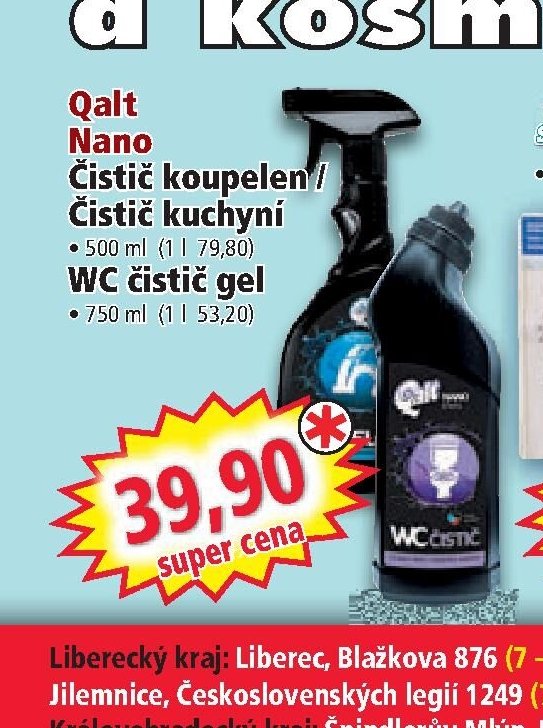 Qalt Nano Čistič koupelen / WC čistič gel