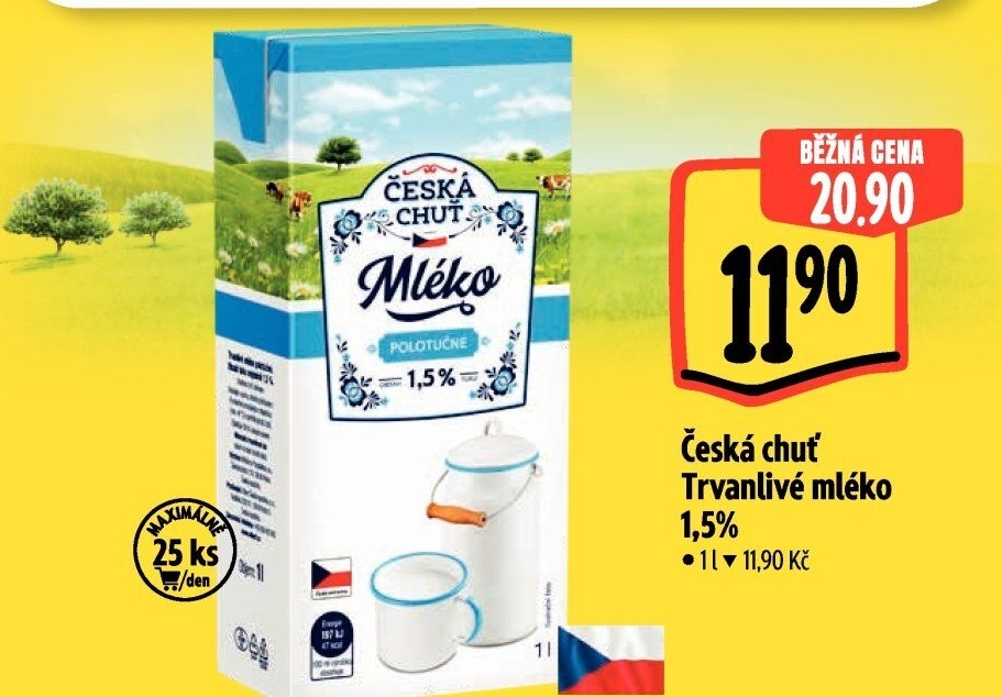 Mléko trvanlivé Česká chuť - 1,5% polotučné