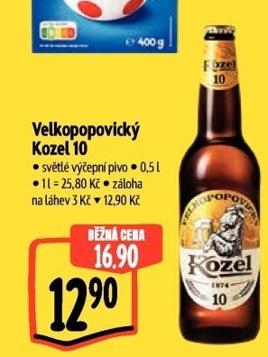 Pivo světlé výčepní 10°Velkopopovický Kozel