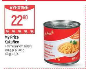 Kukuřice sterilovaná My Price