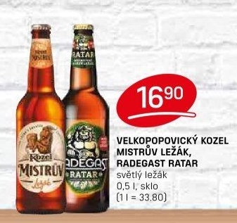 Pivo Mistrův světlý ležák Velkopopovický Kozel