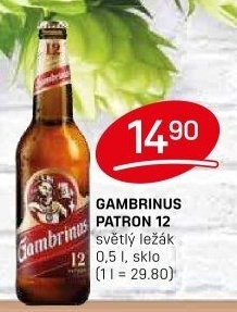 Pivo světlý ležák 12° Patron Gambrinus