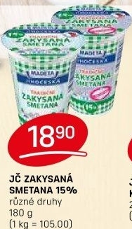 Smetana zakysaná Jihočeská Madeta 15%