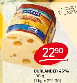 Sýr Burlander 45% Milram