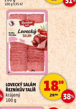 Lovecký salám Řezníkův talíř krájený 100 g