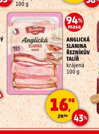 Anglická slanina Řezníkův talíř krájená 100 g