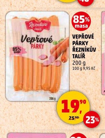 Vepřové párky Řezníkův talíř