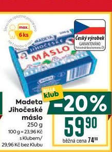 Máslo Jihočeské Madeta
