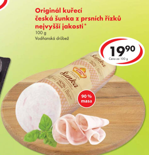 Šunka kuřecí prsní česká original nejvyšší jakosti Vodňanské kuře