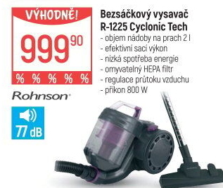 Bezsáčkový vysavač R-1225 Cyclonic Tech Rohnson